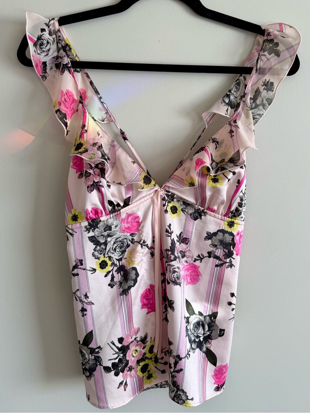 Victoria’s Secret Satin Floral Ruffle Cami Top XS | Coquette Balletcore Fairy